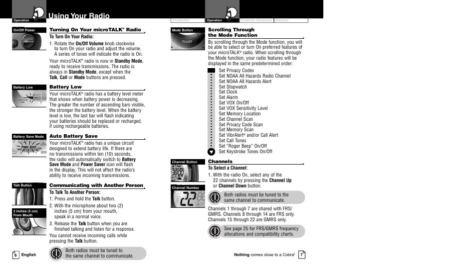 Using your radio | Cobra Electronics PR4250WX User Manual | Page 3 / 14