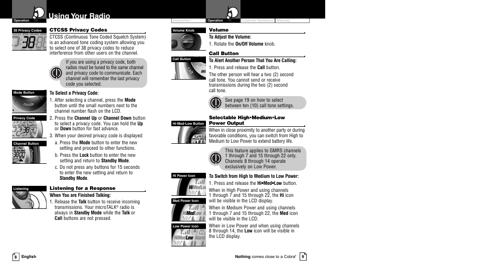 Using your radio | Cobra Electronics PR4250WX User Manual | Page 4 / 14