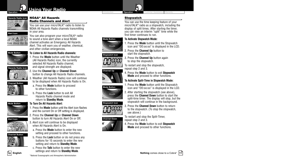 Using your radio | Cobra Electronics PR4250WX User Manual | Page 5 / 14