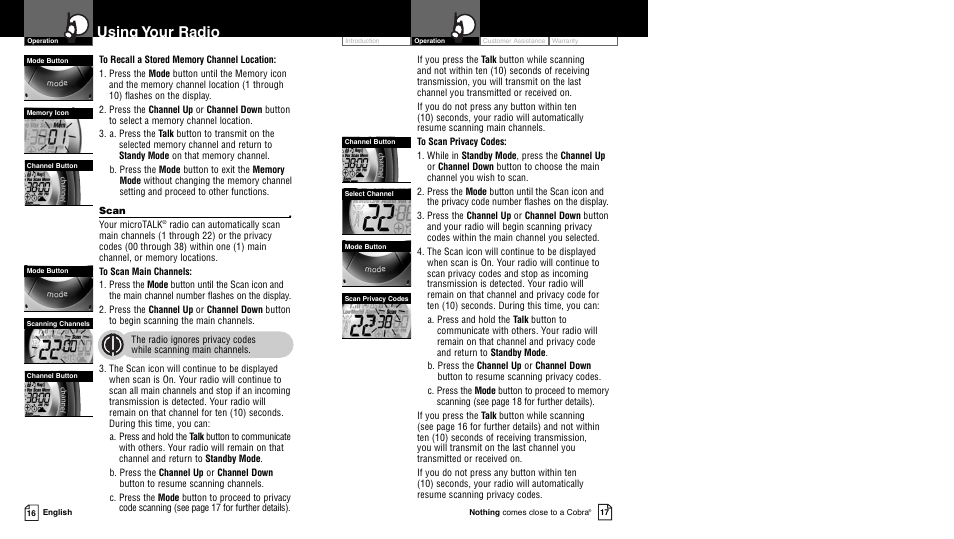 Using your radio | Cobra Electronics PR4250WX User Manual | Page 8 / 14