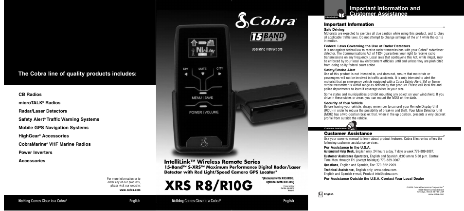 Cobra Electronics XRS R8/R106 User Manual | 25 pages