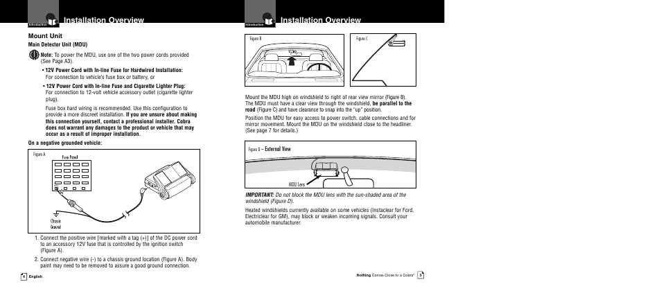 Installation overview | Cobra Electronics XRS R8/R106 User Manual | Page 5 / 25