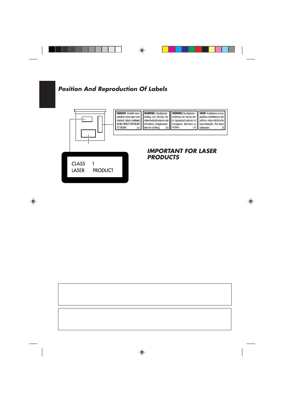 Important for laser products, Position and reproduction of labels | JVC KD-SX855R User Manual | Page 2 / 38