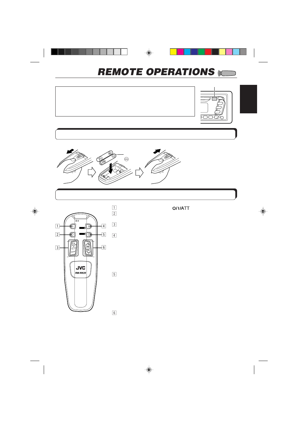 Remote operations, Using the remote controller, Installing the batteries | JVC KD-SX855R User Manual | Page 31 / 38