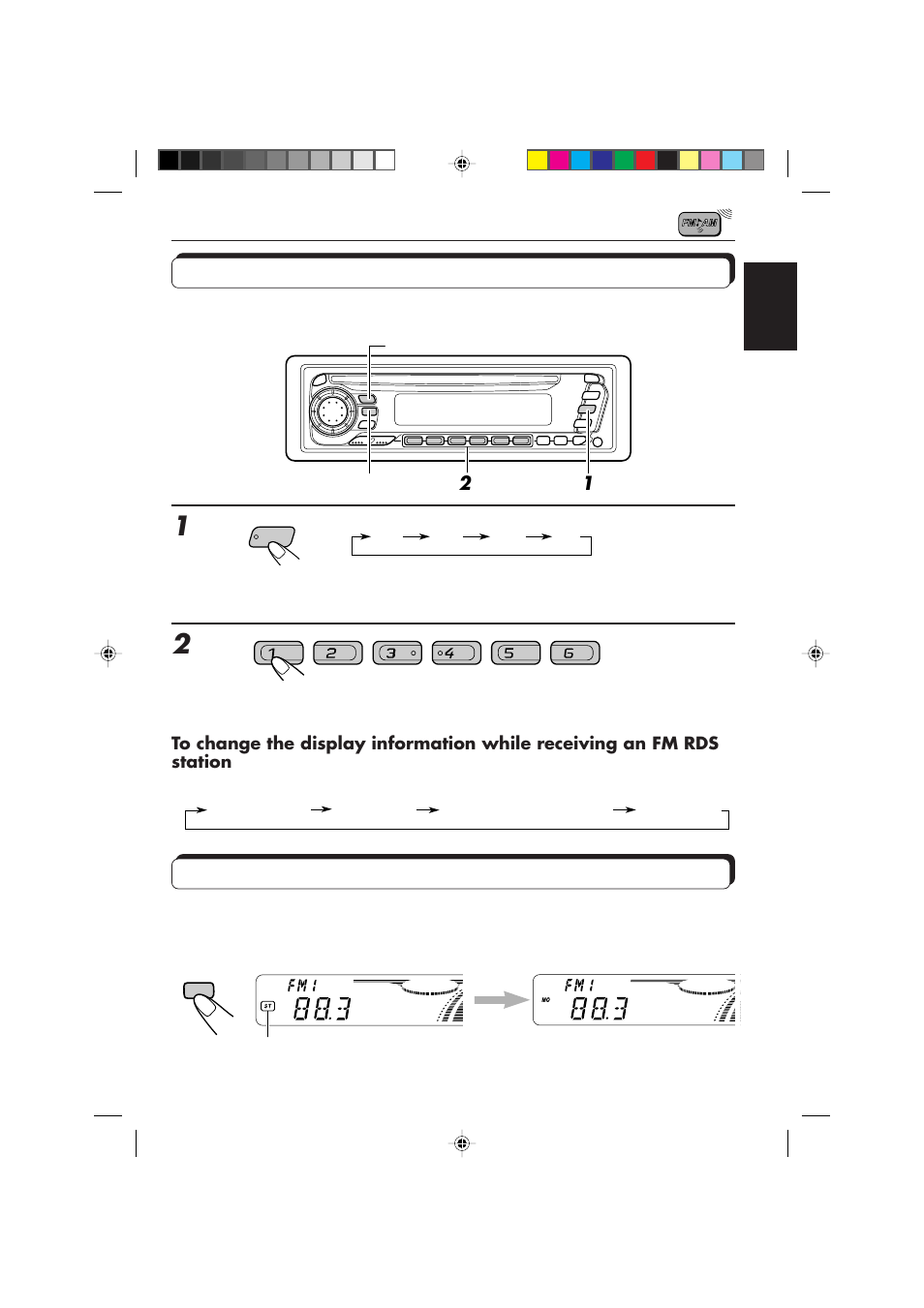 Tuning into a preset station, Selecting fm reception sound | JVC KD-SX855R User Manual | Page 9 / 38