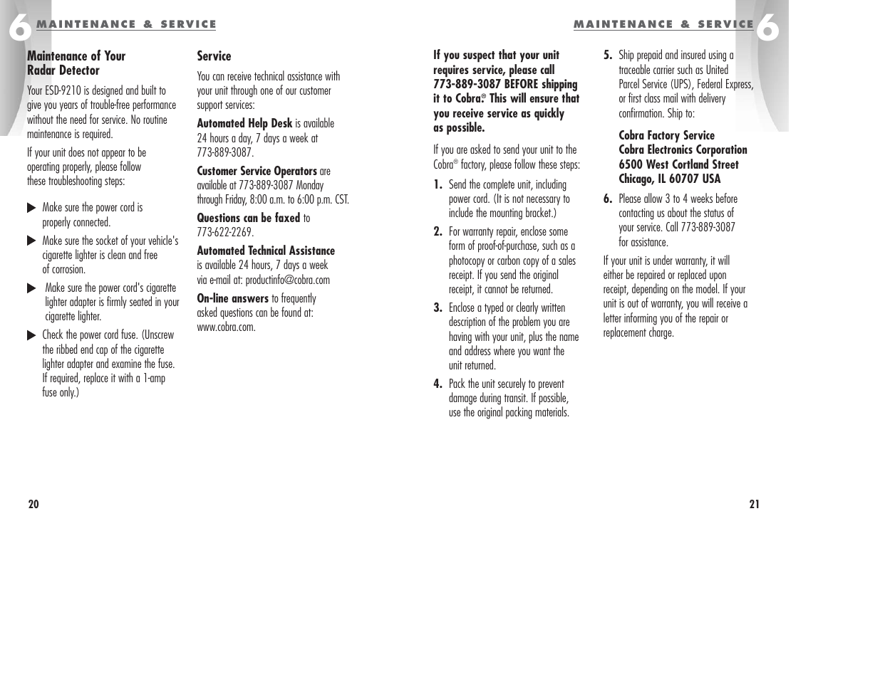 Cobra Electronics ESD-9210 User Manual | Page 13 / 16