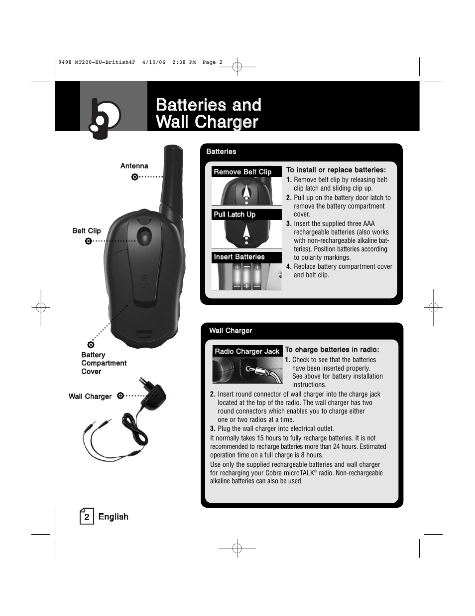 Cobra Electronics MT 200 User Manual | Page 2 / 4