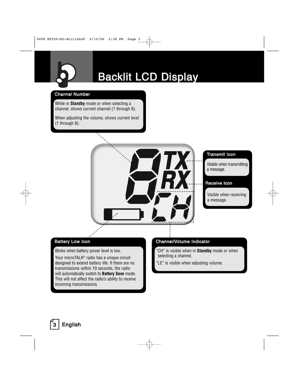 Bba ac ck klliitt l lc cd d d diis sp plla ay y | Cobra Electronics MT 200 User Manual | Page 3 / 4