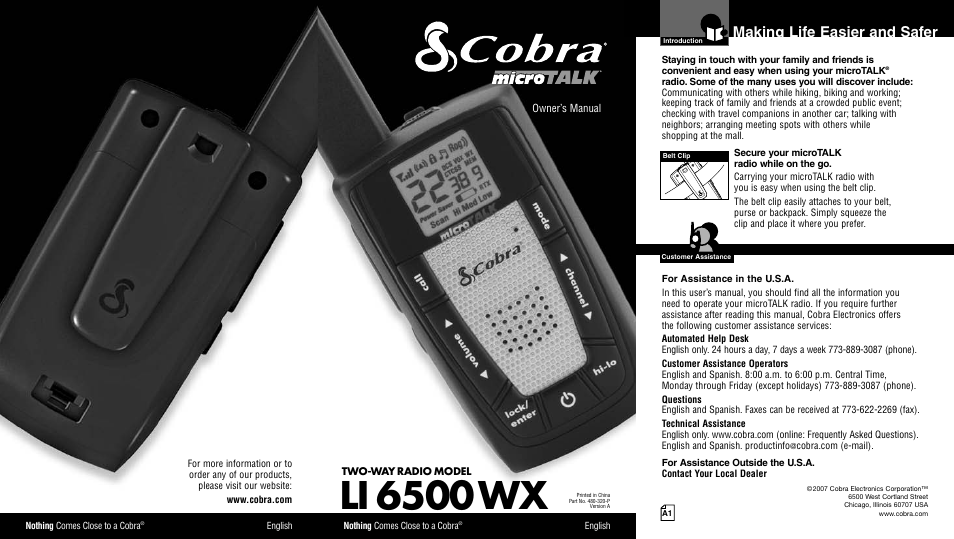 Cobra Electronics LI 6500WX User Manual | 17 pages