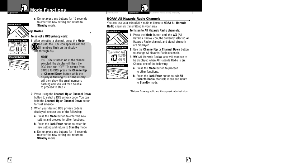 Mode functions | Cobra Electronics LI 6500WX User Manual | Page 8 / 17