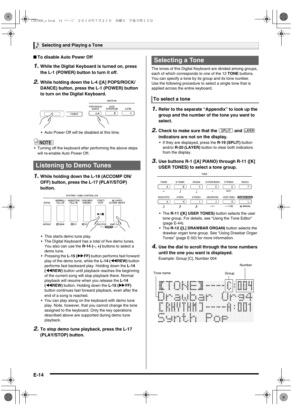 Listening to demo tunes selecting a tone | Casio WK7500E1A User Manual | Page 16 / 168