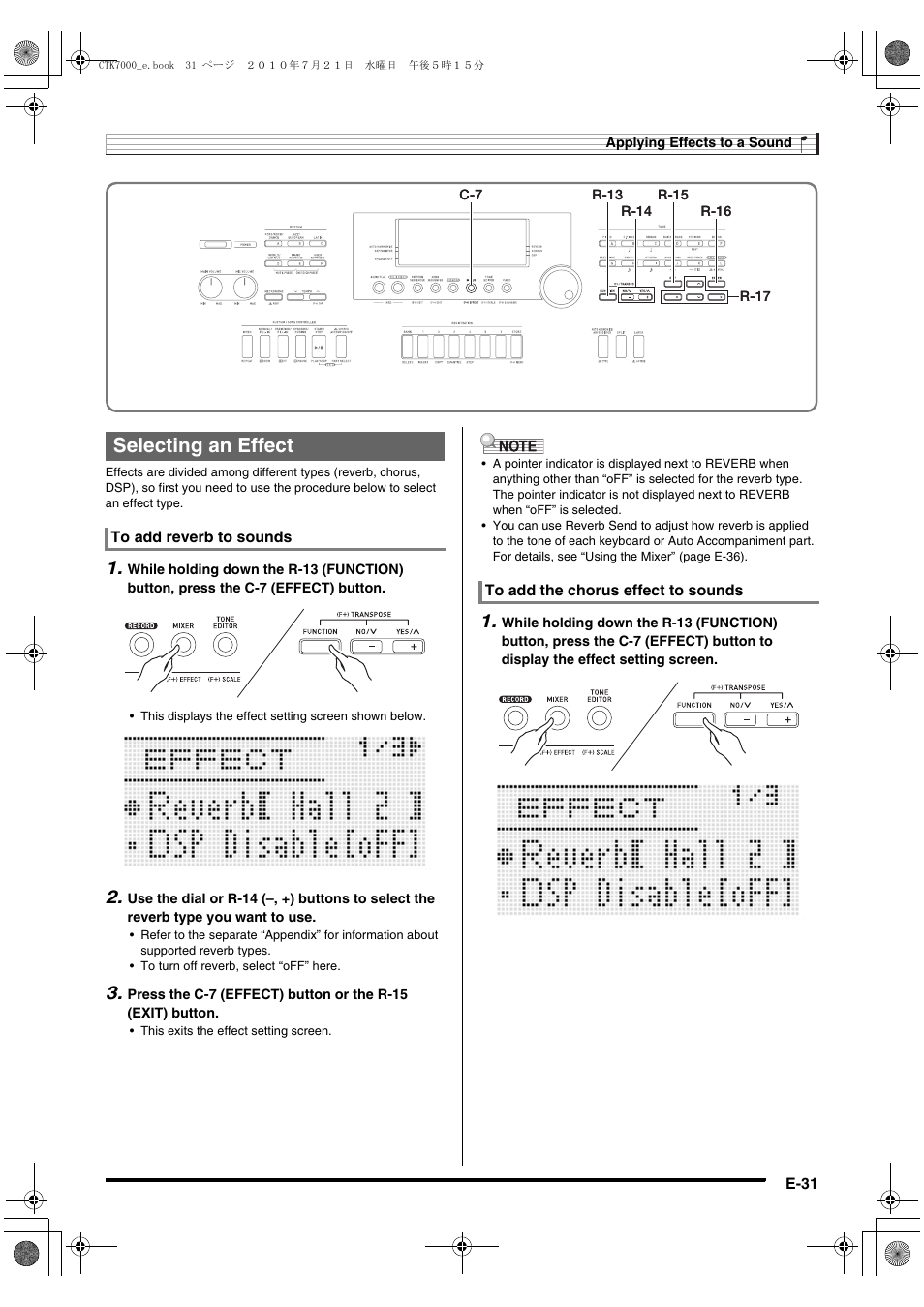 Selecting an effect | Casio WK7500E1A User Manual | Page 33 / 168