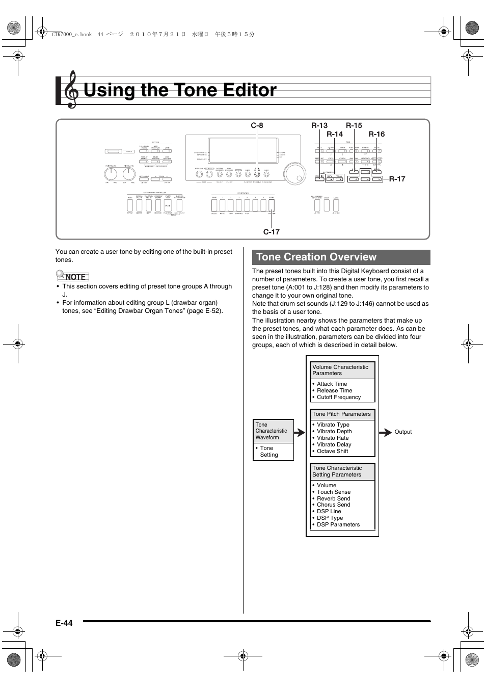 Using the tone editor, Tone creation overview | Casio WK7500E1A User Manual | Page 46 / 168