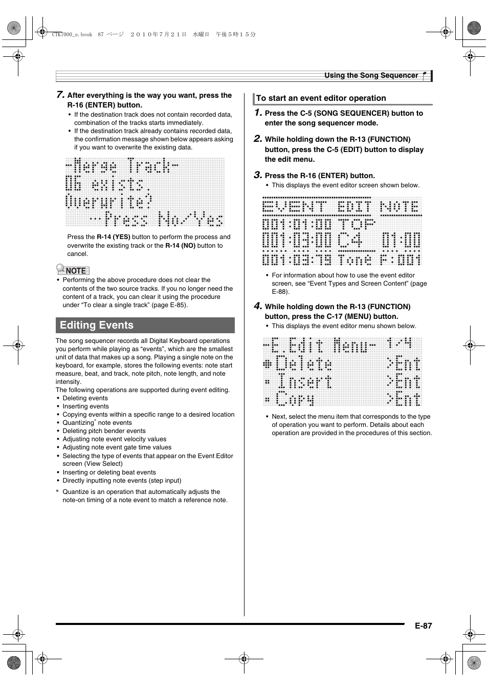 Editing events | Casio WK7500E1A User Manual | Page 89 / 168