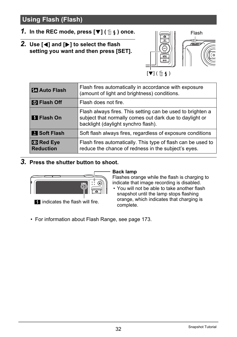 Using flash (flash) | Casio EX-H10 User Manual | Page 32 / 189