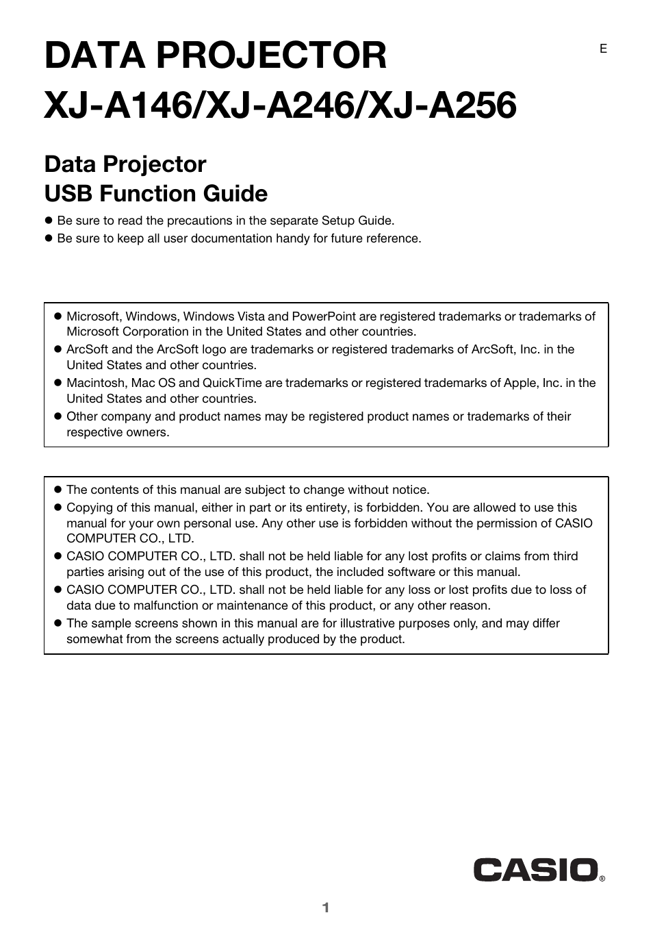 Casio XJ-A256 User Manual | 69 pages