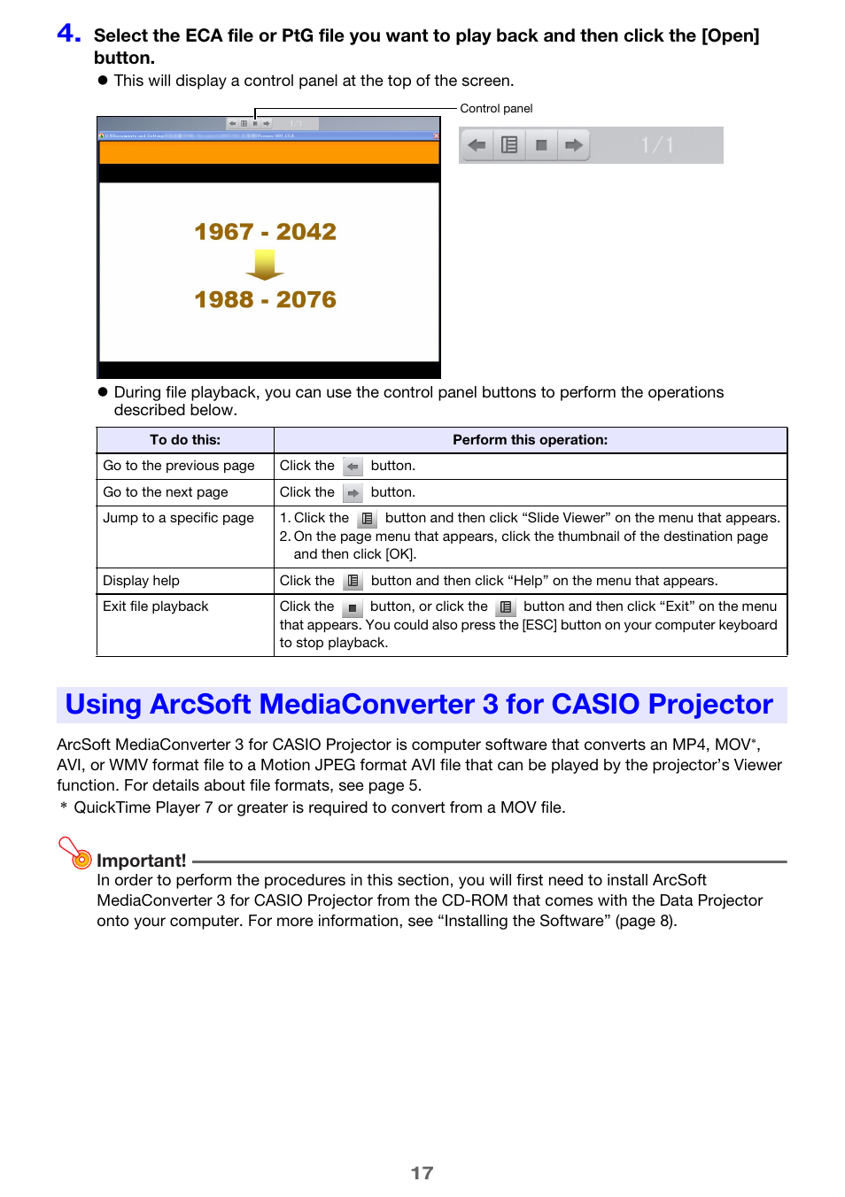 Using arcsoft mediaconverter 3 for casio projector | Casio XJ-A256 User Manual | Page 17 / 69