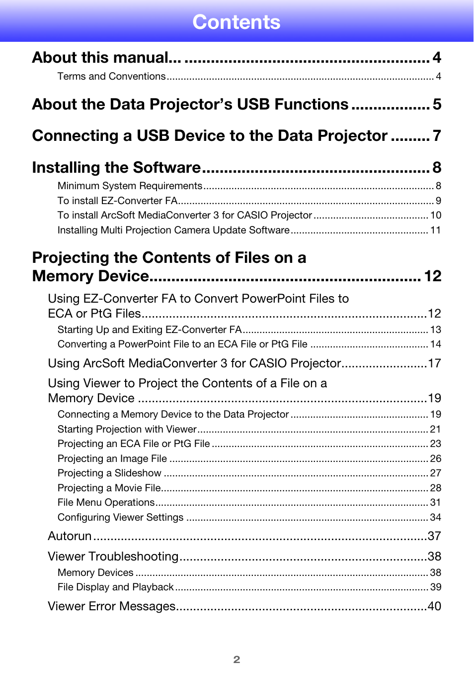 Casio XJ-A256 User Manual | Page 2 / 69