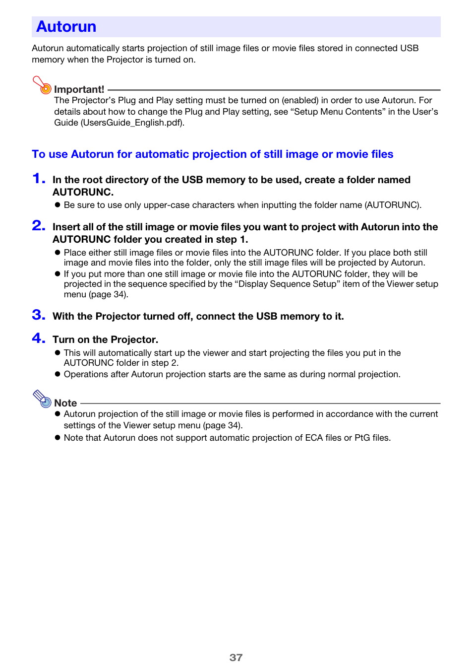 Autorun | Casio XJ-A256 User Manual | Page 37 / 69