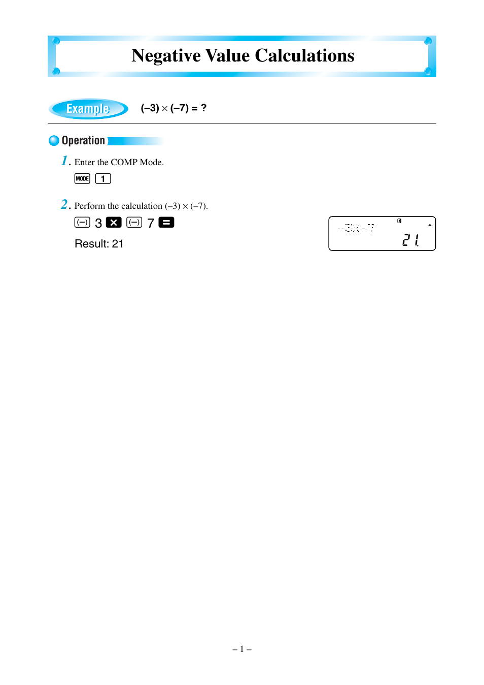 Negative value calculations | Casio fx-570MS User Manual | Page 4 / 46
