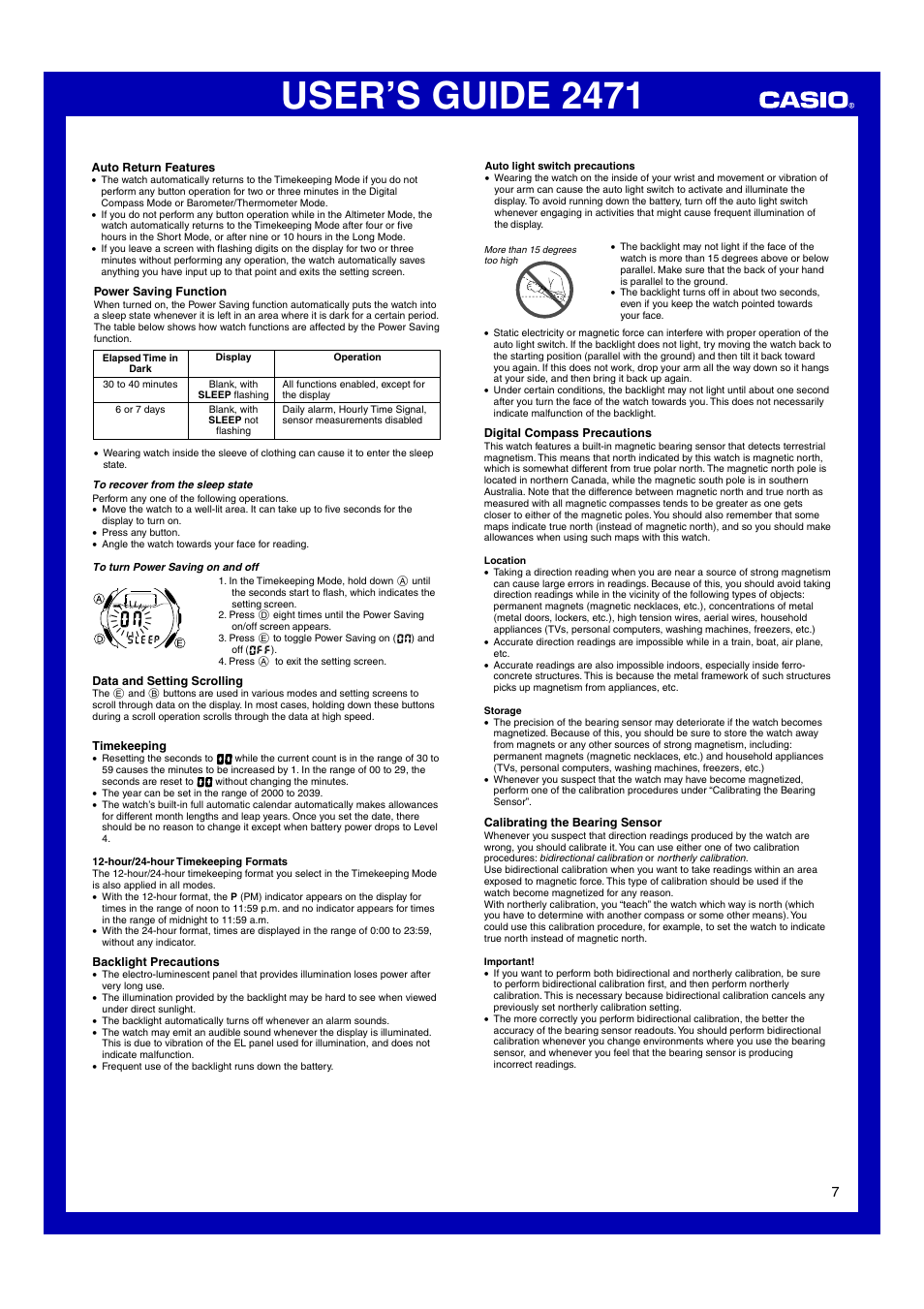 User’s guide 2471 | Casio 2471 User Manual | Page 7 / 8