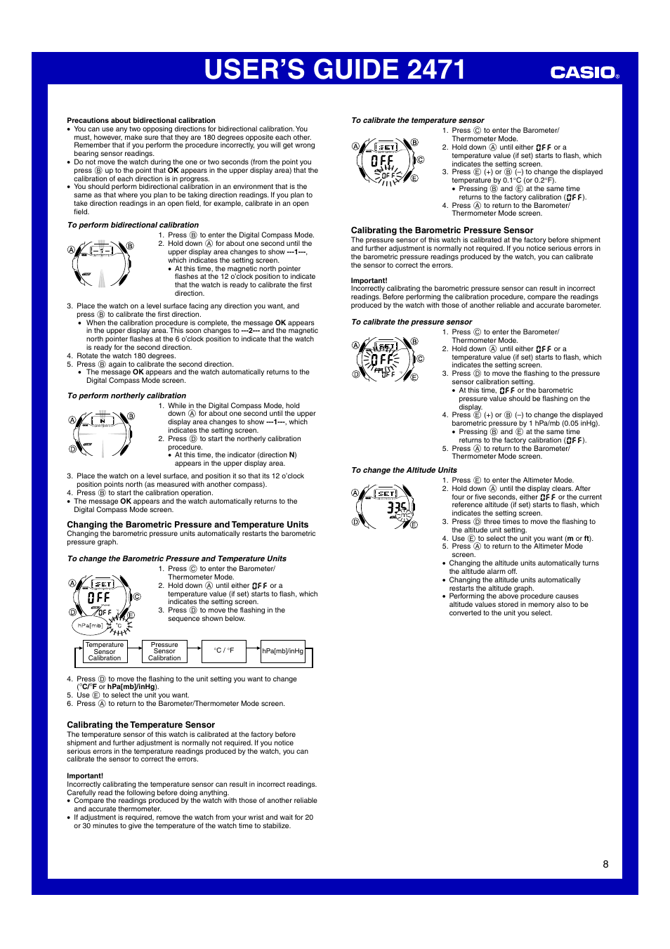 User’s guide 2471 | Casio 2471 User Manual | Page 8 / 8