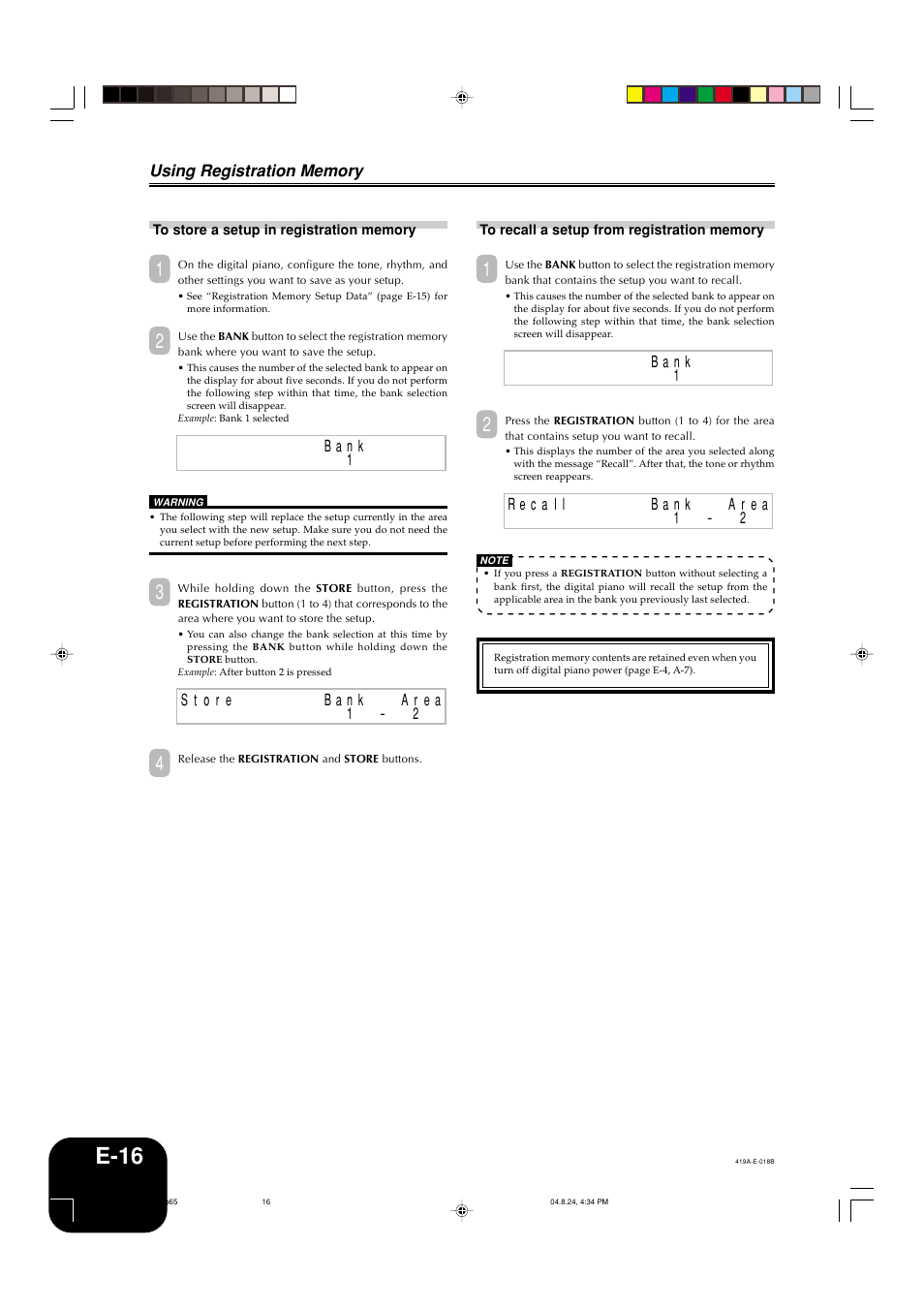 E-16 | Casio PX-400R User Manual | Page 18 / 49