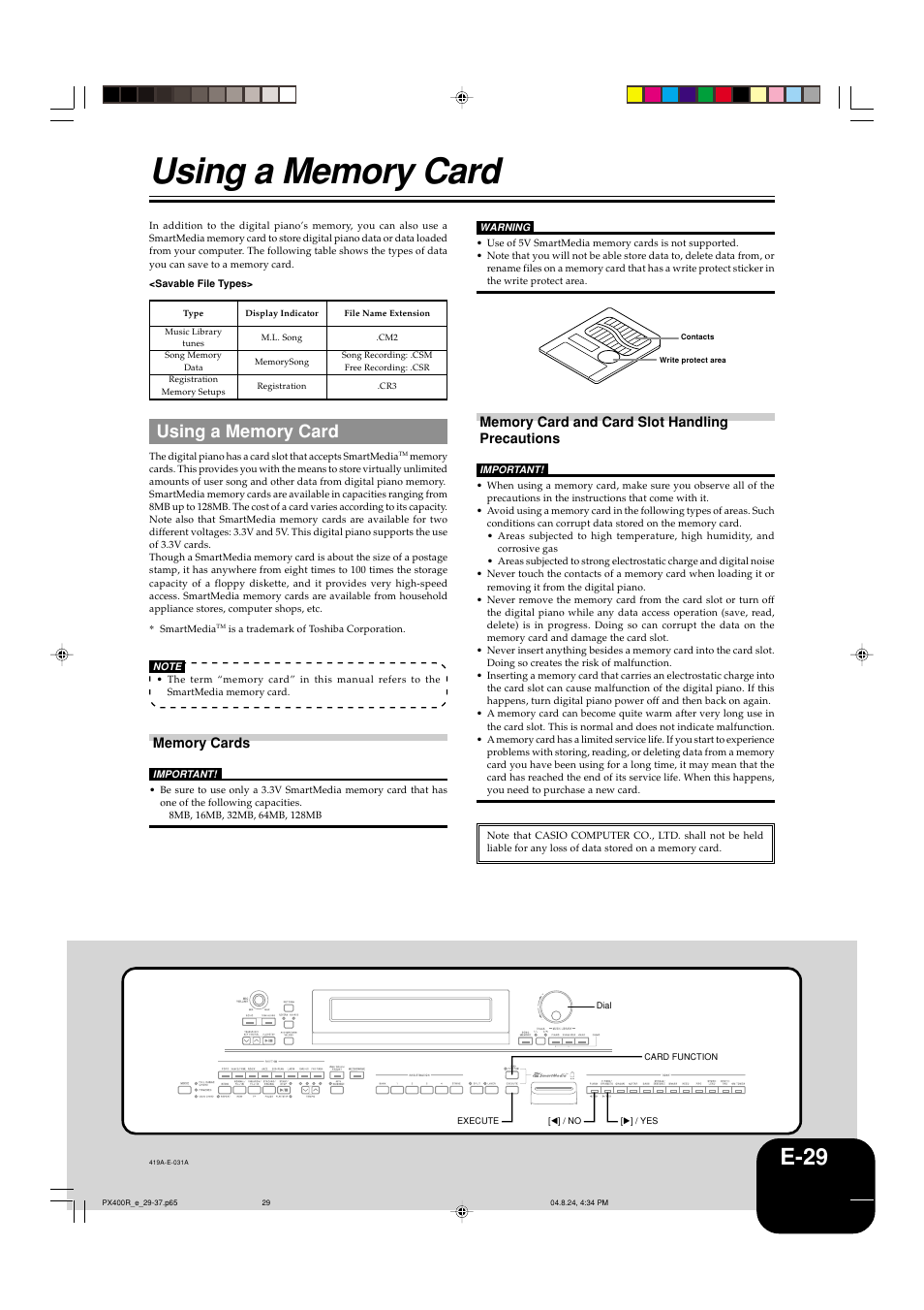 E-29 | Casio PX-400R User Manual | Page 31 / 49
