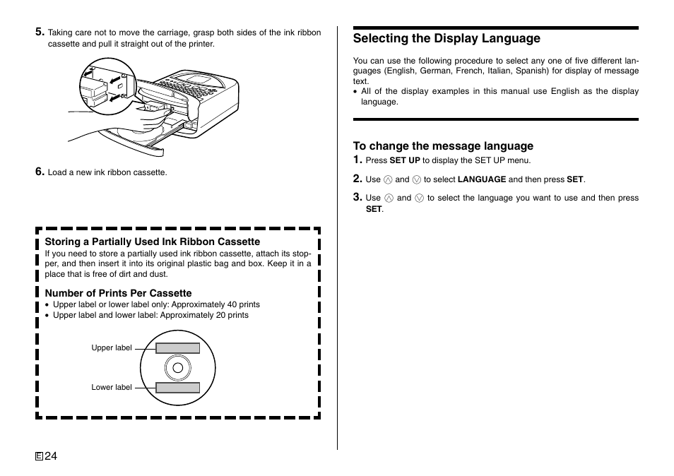 Selecting the display language | Casio Printer CW-75 User Manual | Page 26 / 70