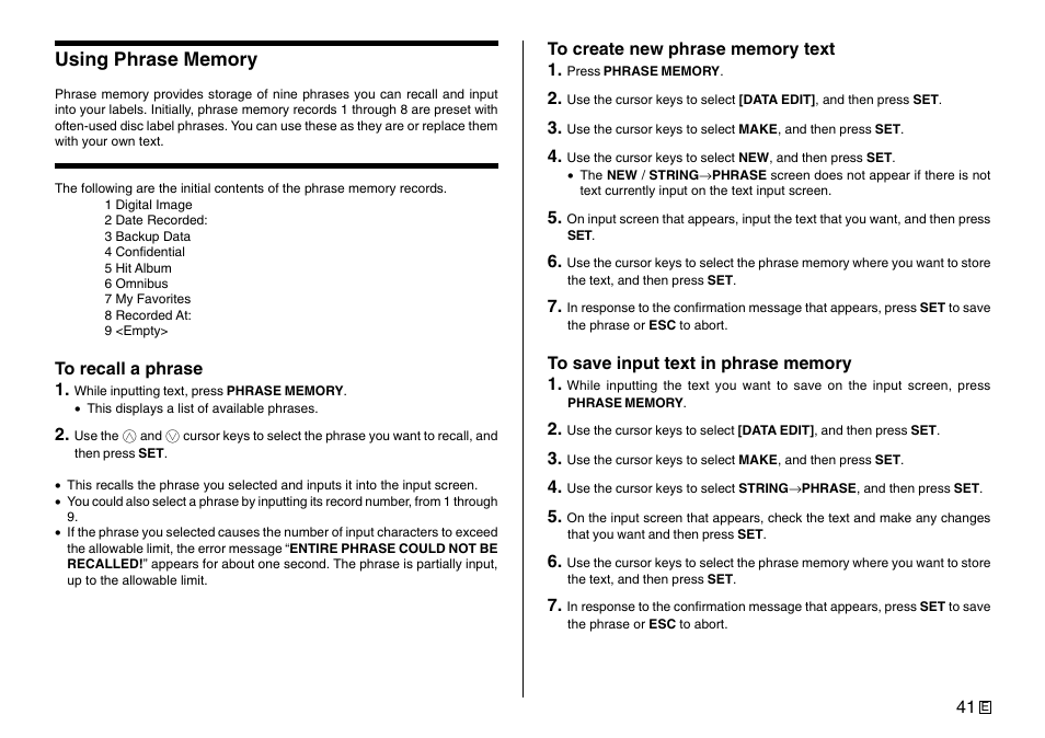 Casio Printer CW-75 User Manual | Page 43 / 70