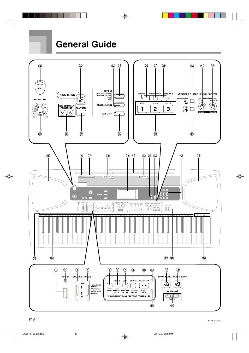 General guide | Casio LK-56 User Manual | Page 10 / 83