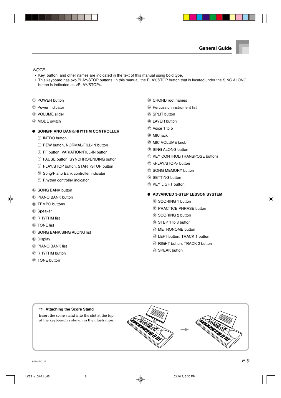 E-9 general guide | Casio LK-56 User Manual | Page 11 / 83