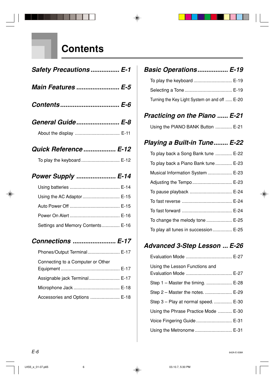 Casio LK-56 User Manual | Page 8 / 83