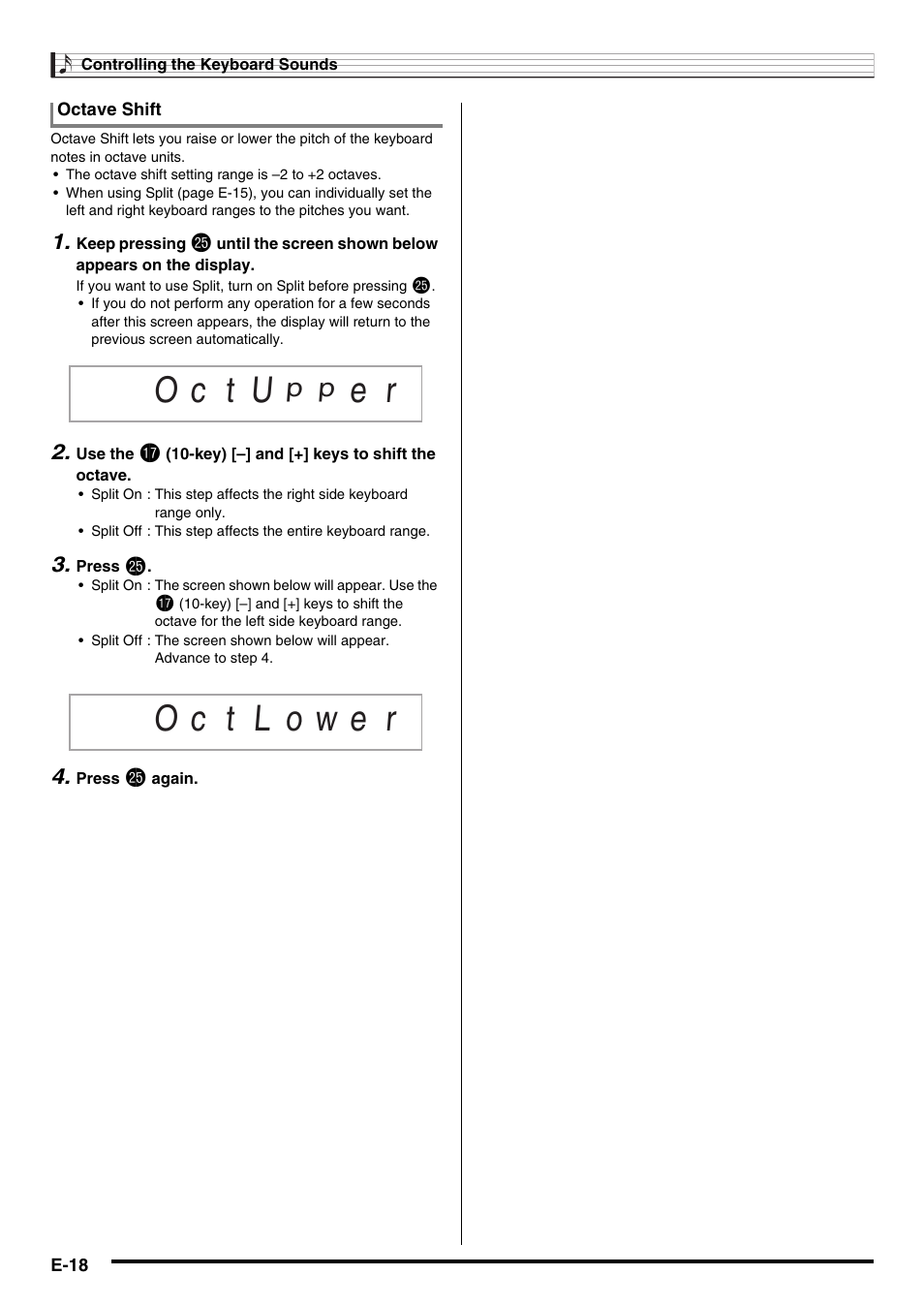O c t u | Casio WK220 User Manual | Page 20 / 77