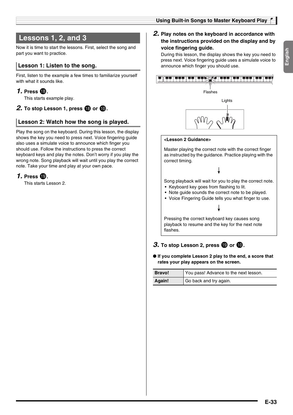 Lessons 1, 2, and 3 | Casio WK220 User Manual | Page 35 / 77