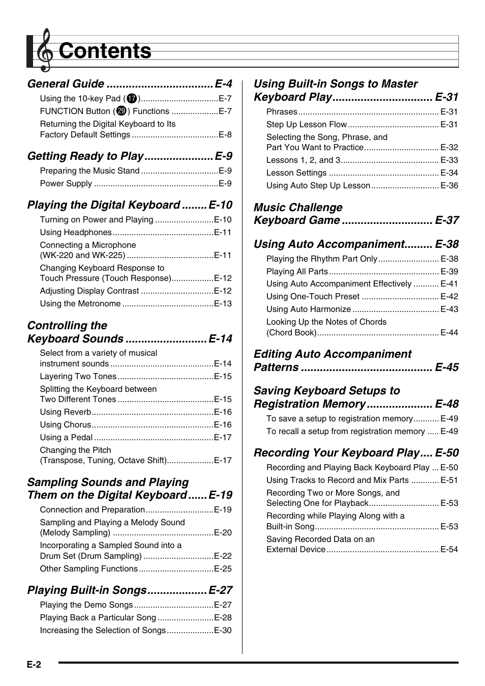 Casio WK220 User Manual | Page 4 / 77