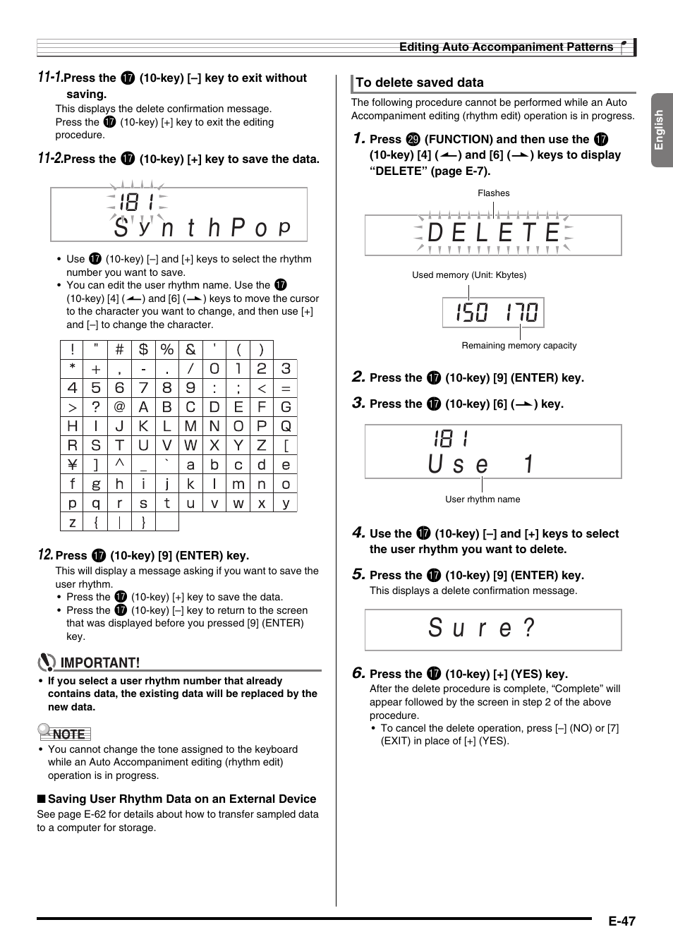U s e 1, S u r e | Casio WK220 User Manual | Page 49 / 77