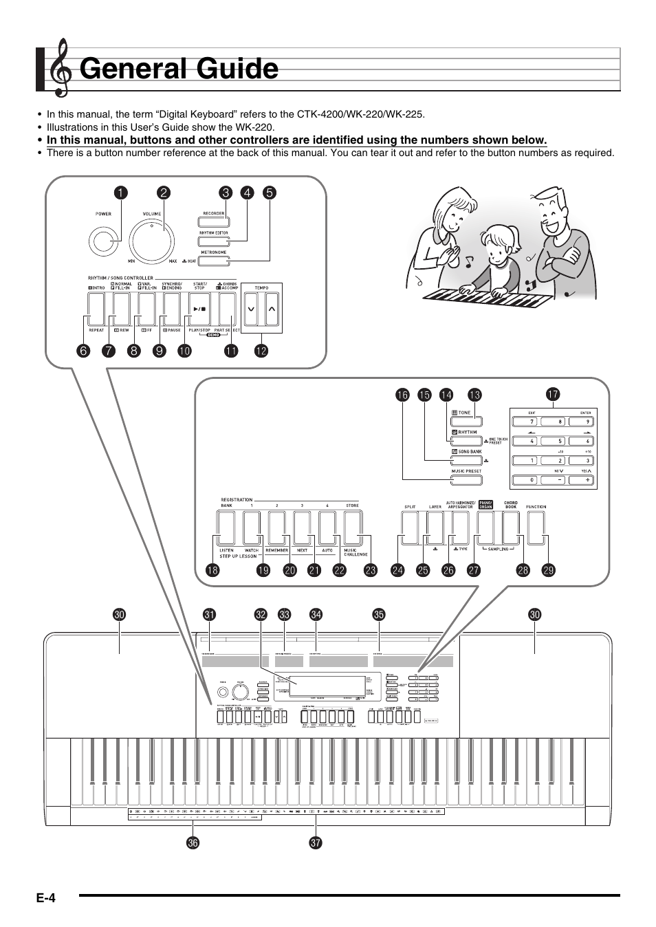 General guide | Casio WK220 User Manual | Page 6 / 77