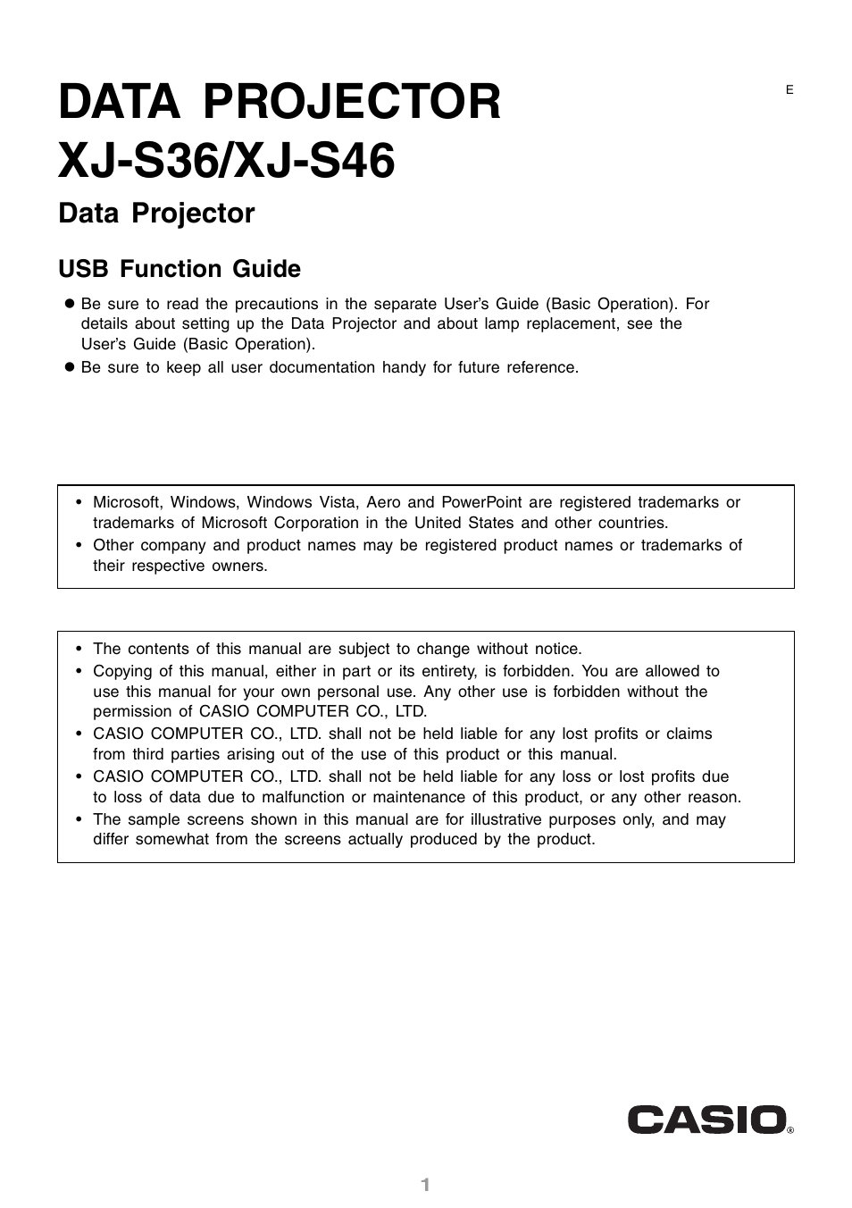 Casio XJ-S46 User Manual | 61 pages