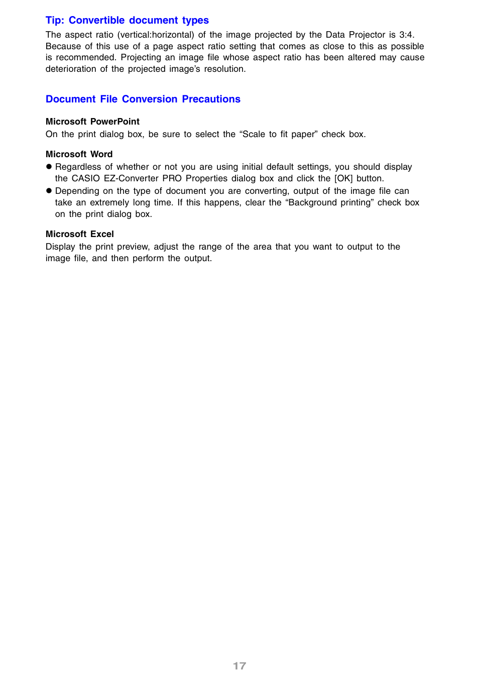 Casio XJ-S46 User Manual | Page 17 / 61