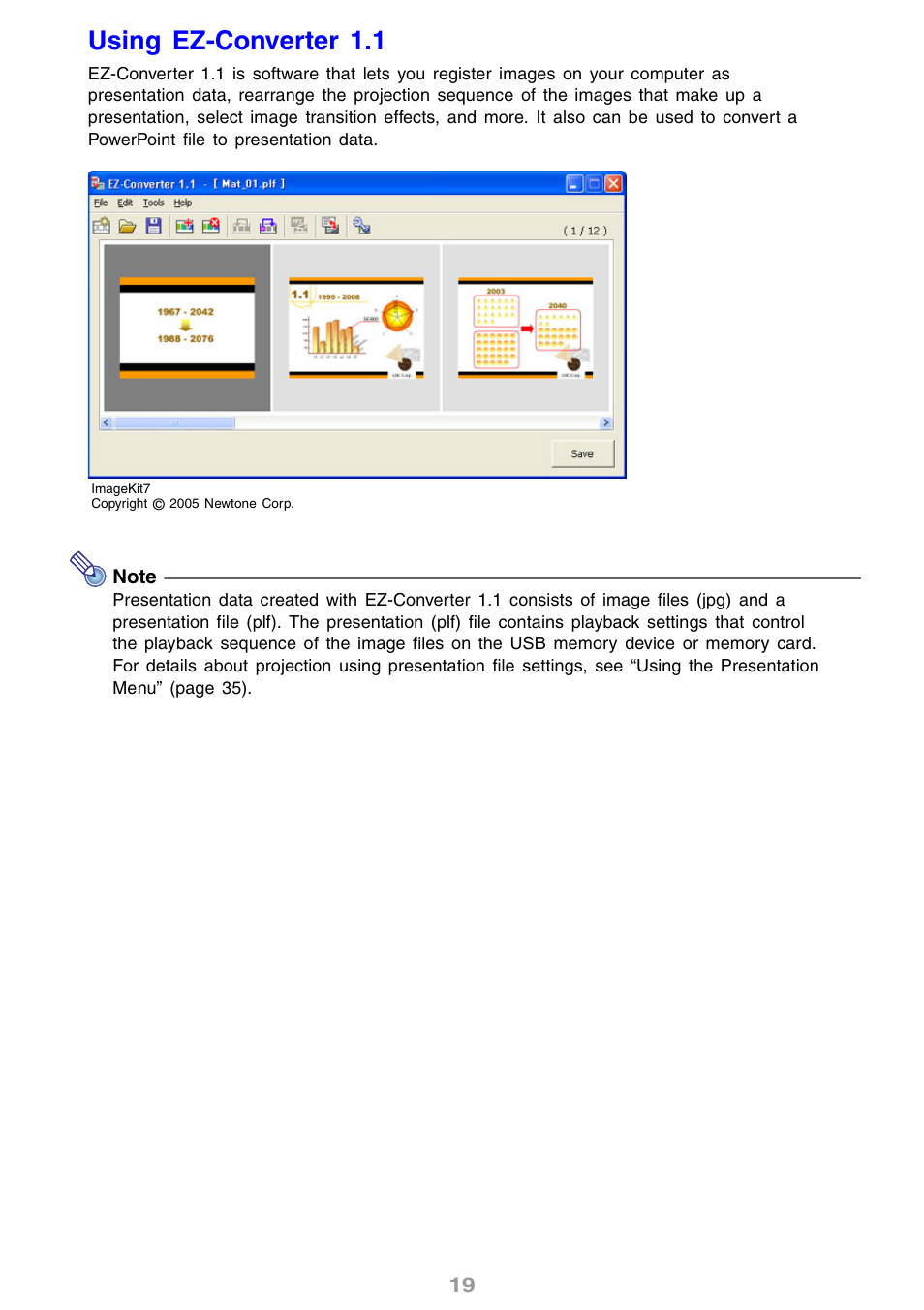 Using ez-converter 1.1 | Casio XJ-S46 User Manual | Page 19 / 61