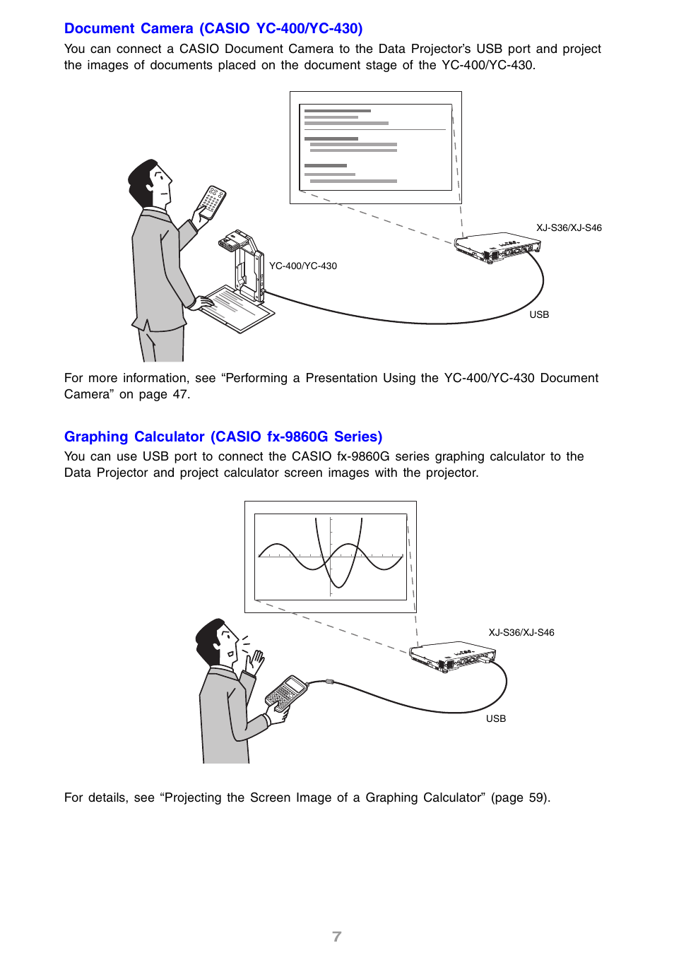 Graphing calculator (casio fx-9860g series) | Casio XJ-S46 User Manual | Page 7 / 61