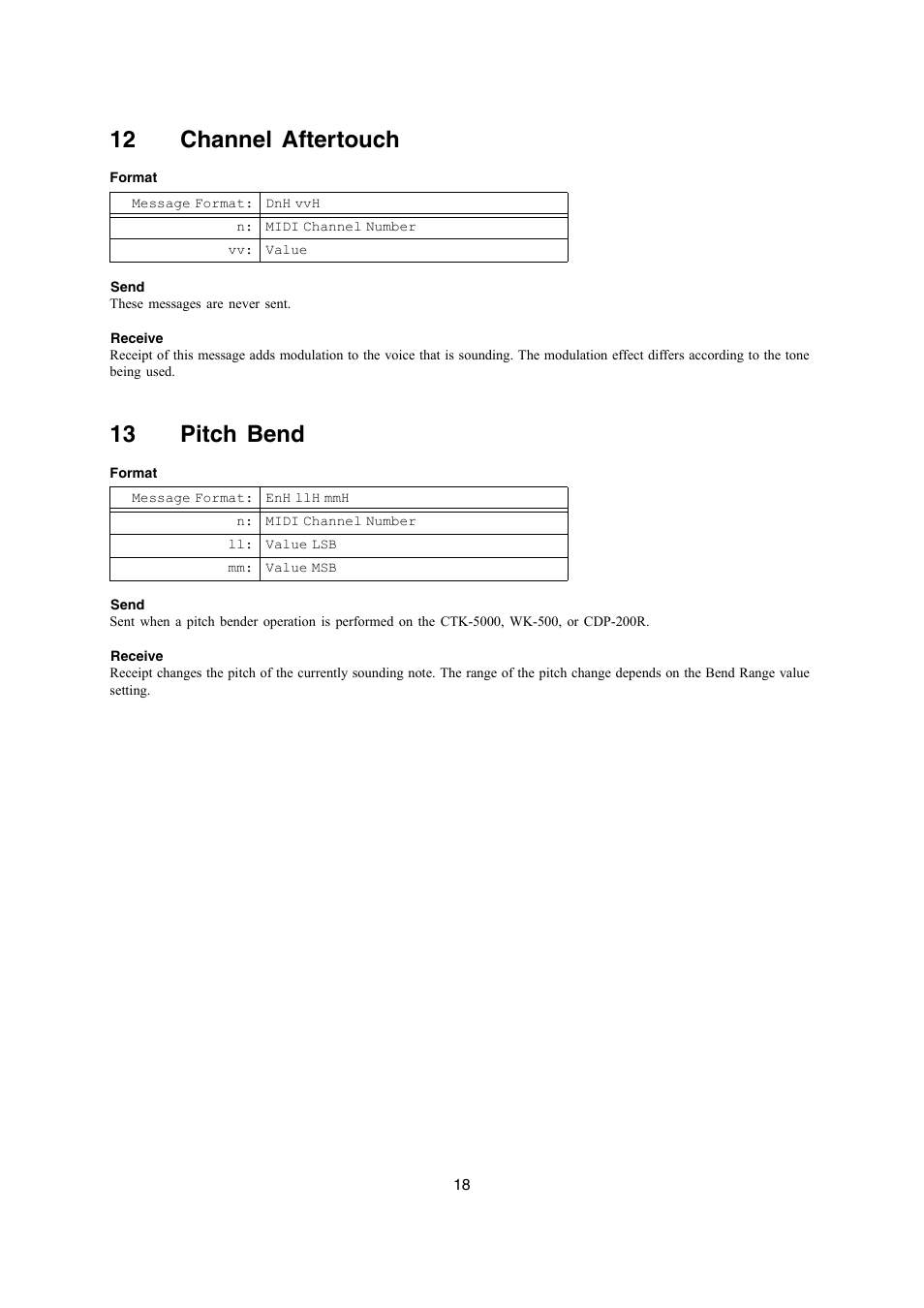 12 channel aftertouch, 13 pitch bend | Casio LK-270 User Manual | Page 18 / 46
