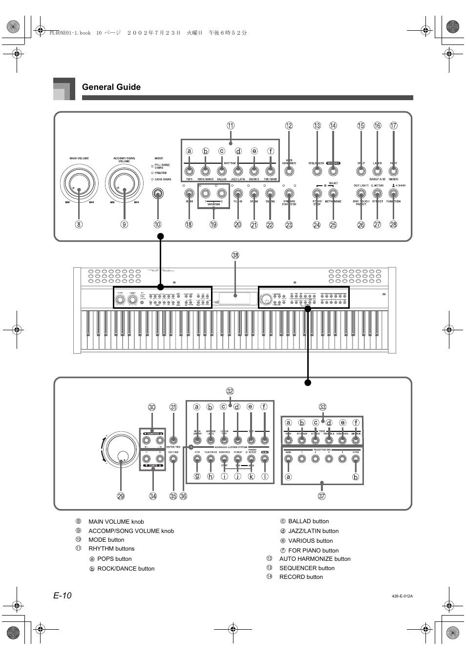 General guide e-10 | Casio PL-40R User Manual | Page 12 / 34