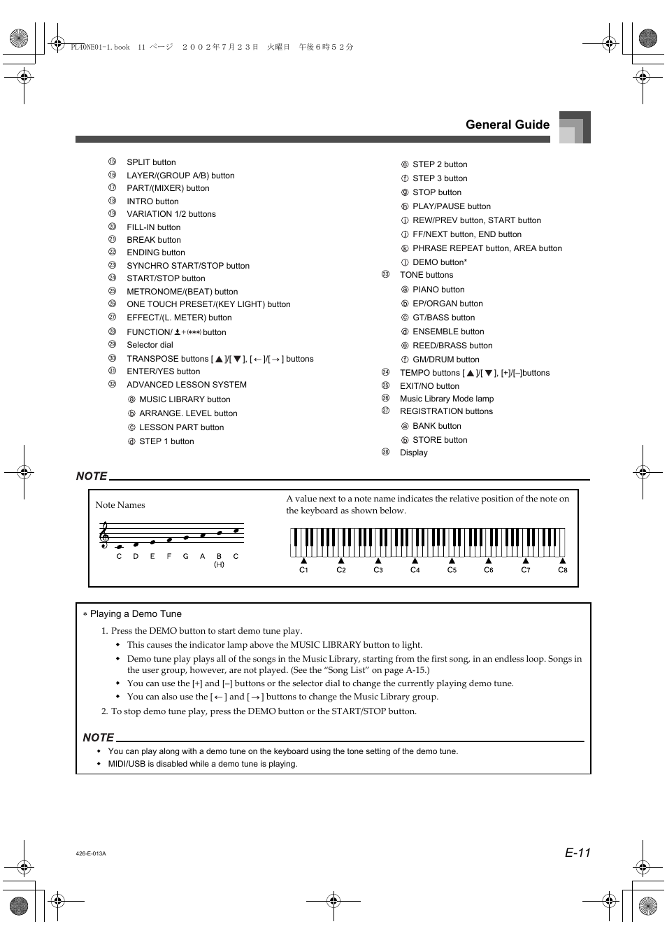 E-11 general guide | Casio PL-40R User Manual | Page 13 / 34