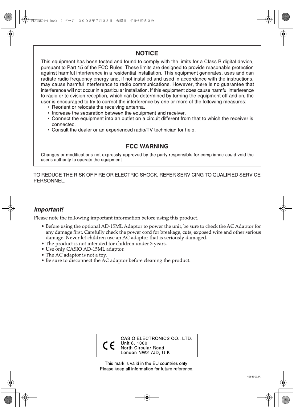 Casio PL-40R User Manual | Page 2 / 34