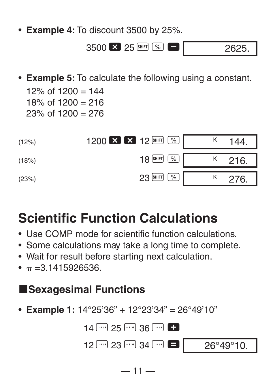 Scientific function calculations | Casio FX-260SOLAR User Manual | Page 13 / 38