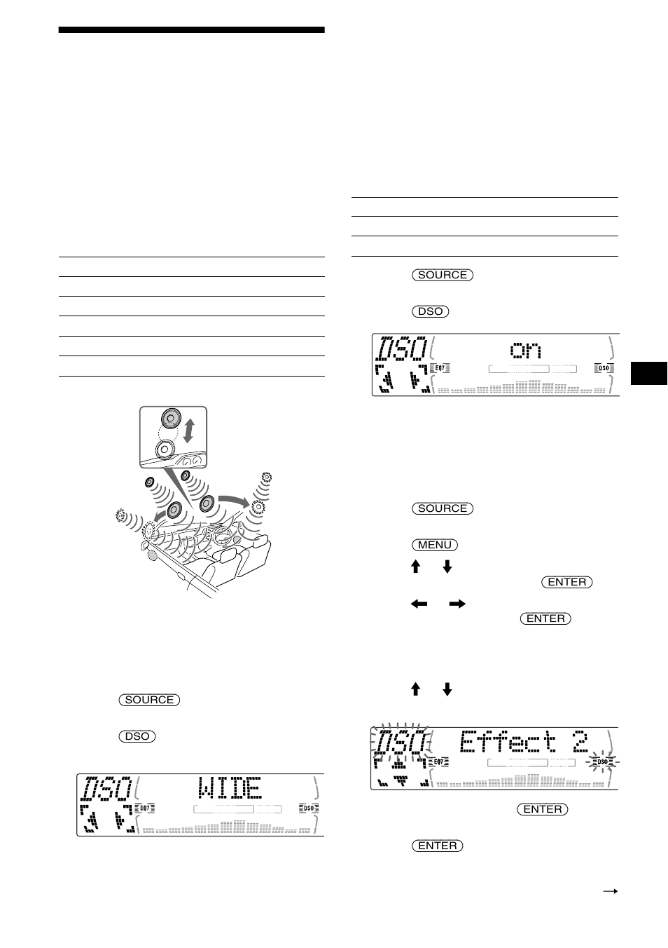 Setting the soundstage menu, Dynamic soundstage organizer (dso), 27 setting the soundstage menu | Sony MDX-M690  RU User Manual | Page 27 / 254