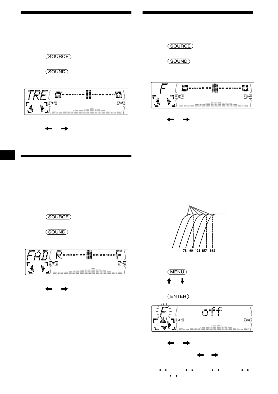 Adjusting the treble (cdx- m670, mdx-m690 only), Adjusting the treble, Cdx-m670, mdx-m690 only) | Adjusting the balance (fad), Adjusting the front and rear volume, Cdx-m770 only) | Sony MDX-M690  RU User Manual | Page 30 / 254