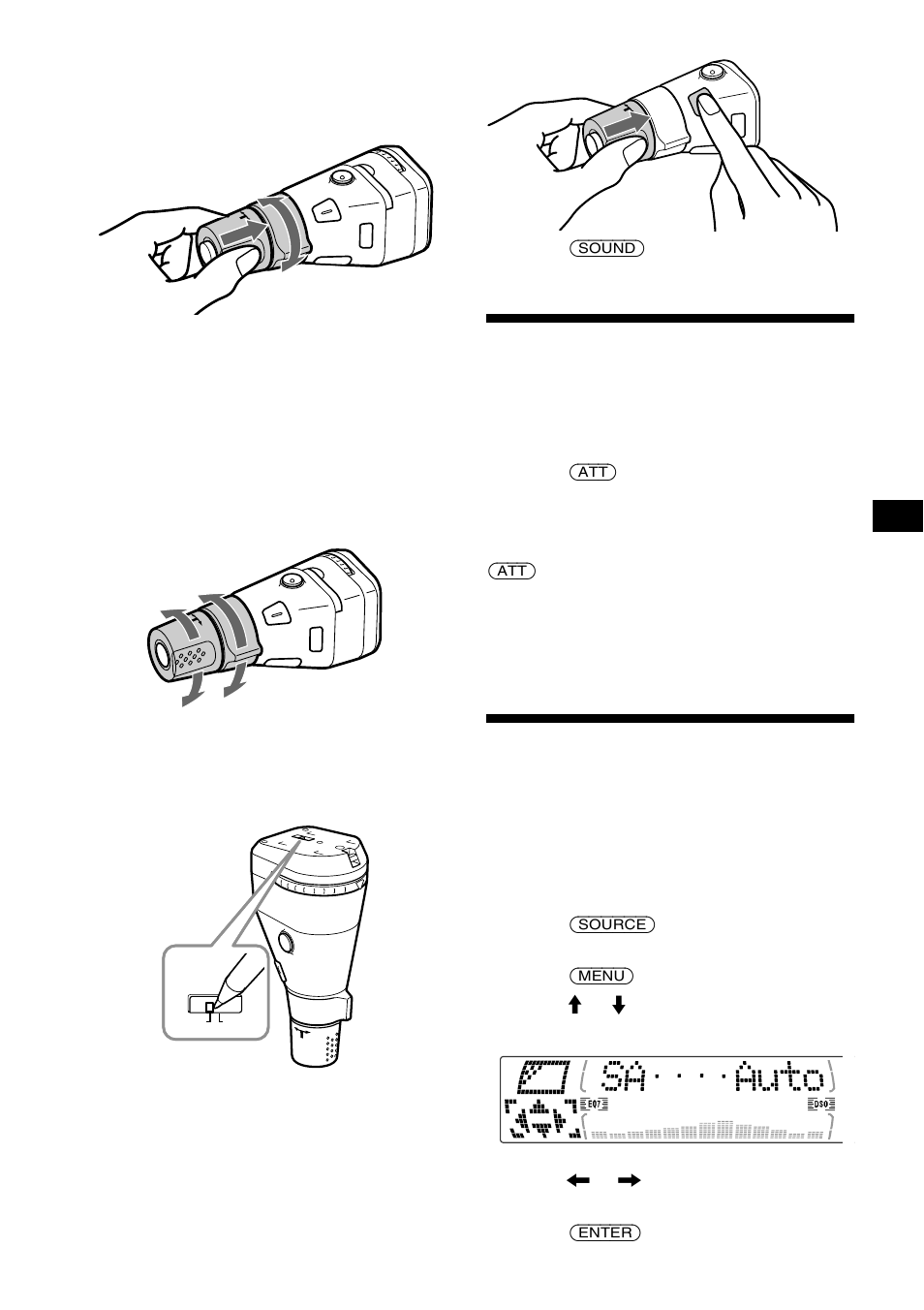 Quickly attenuating the sound, Selecting the spectrum analyzer | Sony MDX-M690  RU User Manual | Page 33 / 254